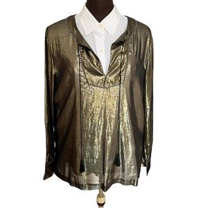 J. Crew Blouse size 12, LN. 68%, silk, 32% metallic.